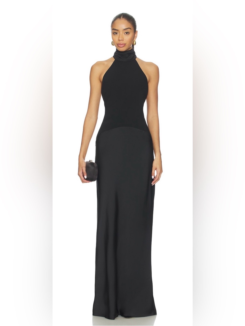 Lovers + Friends Black Backless Halter Evening Gown